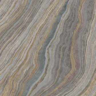 Onice Cascata, polished: banded grey, gold and pale blue layering running diagonally
